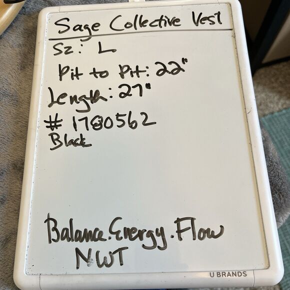 Sage Collective Womens Sz Large Sherpa Fleece Vest With Plaid Lining Zip NEW - Picture 7 of 7